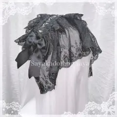 ♡ Gothic ベール付きフリルレースリボンヘッドドレス black ♡