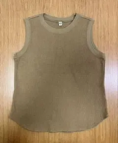 UNIQLO ワッフルT(ノースリーブ)オリーブ M
