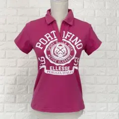 エレッセ【M】桃色 ポロシャツ フロントロゴ スポーティー 春夏 カジュアル