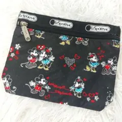 美品　LeSportsac　ディズニー　ミッキー　ミニー　ポーチ　ナイロン