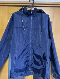 ネイビー ポリエステルジャケット フード付き