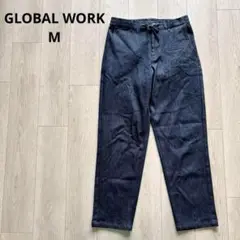グローバルワーク インディゴブルー ストレートデニム パンツ M