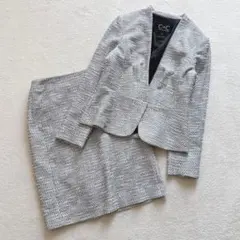 クードシャンス ノーカラー　ツイード　セットアップ　38　M 日本製フォーマル