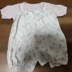 花柄ロンパース 50-60cm ピンク/ホワイト