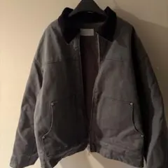 グレー ジャンパー コーデュロイ襟付き　Work Jacket