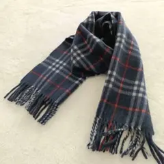 【美品】ネイビー・レッド・ホワイト チェック柄 マフラー レディース　メンズ