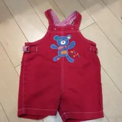 MIKIHOUSE ミキハウス 80cm デニムオーバーオール 赤 レトロ