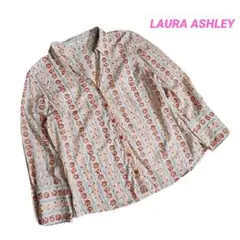 LAURA ASHLEY バラ 総柄 オープンカラー長袖シャツ 85491のサムネイル