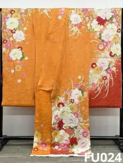 振袖 仮絵羽 金駒 金彩 紋意匠 正絹 未仕立て品 八掛付き FU019 - メルカリ