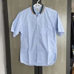 GLOBAL WORK 半袖シャツ Mサイズ ライトブルー　ボタンダウン