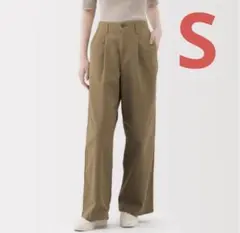 無印良品　チノパン 縦横ストレッチチノタックワイドパンツ　レディース