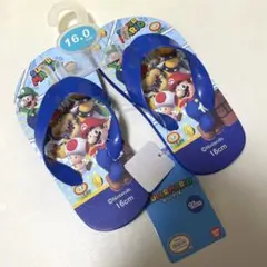 新品　任天堂　スーパーマリオ　マリオ　サンダル　ビーチサンダル　16cm ブルー