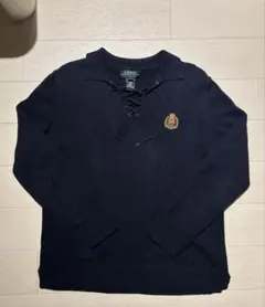 Ralph Lauren ネイビー レースアップニット L