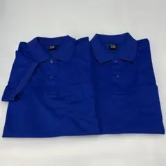 わけ有り　半袖　ポロシャツ　Lサイズ　青　ユニフォーム作業服　丈夫　2枚セット