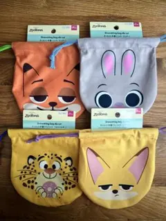 【24時間/匿名】ディズニー ズートピア ダイカット巾着 全種類 コンプリート