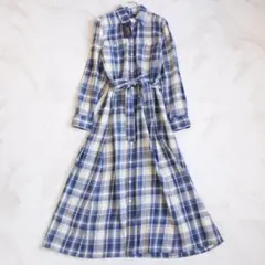 【新品タグ付き】ポロラルフローレン プラッド コットン ツイル シャツドレス
