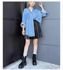 ニコアンド　レザーライク　レイヤード　ミニスカートのサムネイル