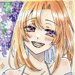 【加筆】オリジナル手描きイラスト　『輝く微笑み』　コピック　色紙　アナログ