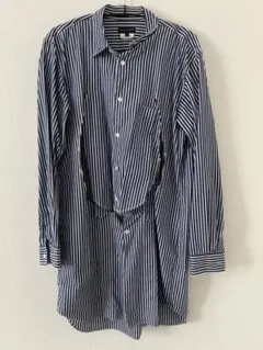 青と白のストライプ 長袖シャツ
