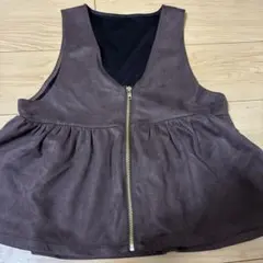 スエード フロントジップ ベスト ダークブラウン Mサイズ 美品
