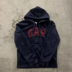 Gap ネイビー　赤　ジップパーカー　y2k 平成ギャル　短丈