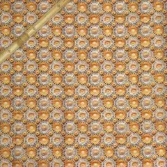 D77　3D立体プリント生地 花柄 かぎ編みオレンジ花 ポリコットン 輸入生地