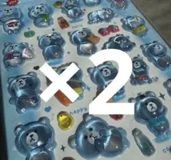 2枚セット　 日本未発売 Nekoni ボンボンドロップシール 3D 韓国 くま