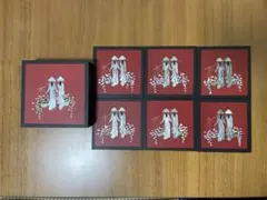 【新品•未使用】木製コースター6枚（収納箱付）ベトナム 花売りのデザイン