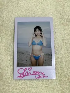 池田メルダ直筆サイン入り写真パネル　紫色ビキニ スマホRPG「天空のアムネジア」で 声優「戸田 めぐみ」さんの直筆