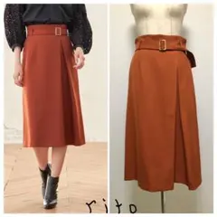 【美品】アナイ　ポリエステルツイルタックスカート（ベルト付）