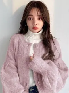 前後2Wayモヘヤタッチニットカーディガン[an1244]