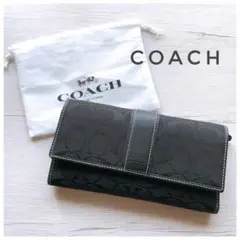 コーチ　COACH　長財布　 キャンバス レザー ジャガード シグネチャー柄 黒