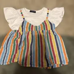 Moujonjon ストライプ フリル袖 Tシャツ 120のサムネイル