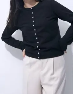 値下げ⭐︎⭐︎agnès b. 長袖カーディガン M 黒 アダムエロペ