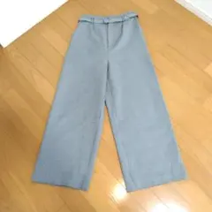 美品　ru丸井／ワイドパンツ／ss／千鳥格子／ベルト付き／オフィス白　黒