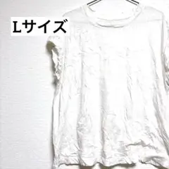 【L】 白 ホワイト コットン 半袖 Tシャツ 無地 シンプル 古着 白ティー