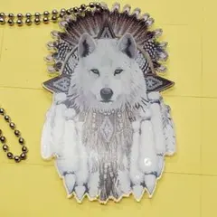 ネイティブアメリカン　白いオオカミ アクリルキーホルダー