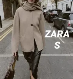 【完売品】ZARA ザラ ウールショートスカーフコート⭐︎ミンクS ZARA ザラ ウールショートスカーフコート ミンク Sサイズ - メルカリ