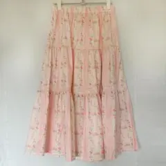 新品 ROMWE 花柄 レース ティアード ロングスカート M