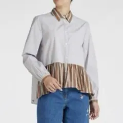 PS Paul Smith ポールスミス ストライプ ギャザーブラウス ペプラムのサムネイル