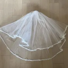 ホワイト チュール ウェディングベール コーム付き　ショート