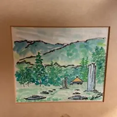 模写 山下清 油彩風景画 キャンバスのみ キャンバス裏寄贈作品サイン在