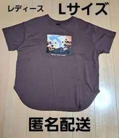 ミッキーミニー　半袖Tシャツ　ブラウン　ディズニー　Lサイズ