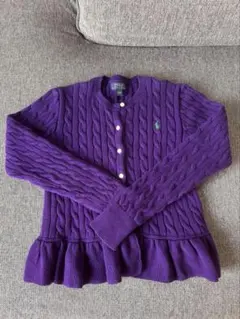 美品 ポロラルフローレン ケーブルニットカーディガン ペプラム