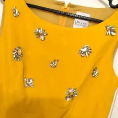 ビジュー イエロー パーティー ドレス ワンピース