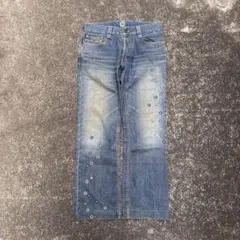 y2k 00s archive wide denim pants 花柄刺繍　XLのサムネイル