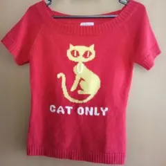 CAT ONLY 猫イラスト 半袖ニット
