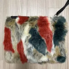【美品】ZARA クラッチバッグ ポーチ ファー