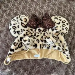 ヒョウ柄ミニーキャップ（スパンコールリボン）
