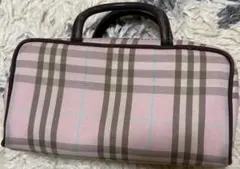 BURBERRY バーバリー ノバチェック ミニボストンバッグ型ポーチ　ピンクのサムネイル
